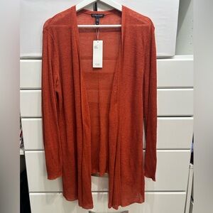 NWT Eileen Fisher Organic Linen Blend Open Cardigan size L